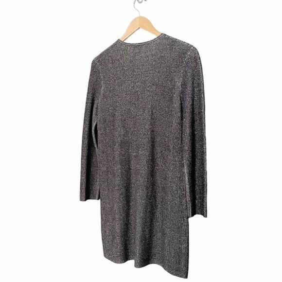 Theory Long Zip Front Lioralee Cardigan Dress Black Gray Thick Knit Size Small - Picture 9 of 14
